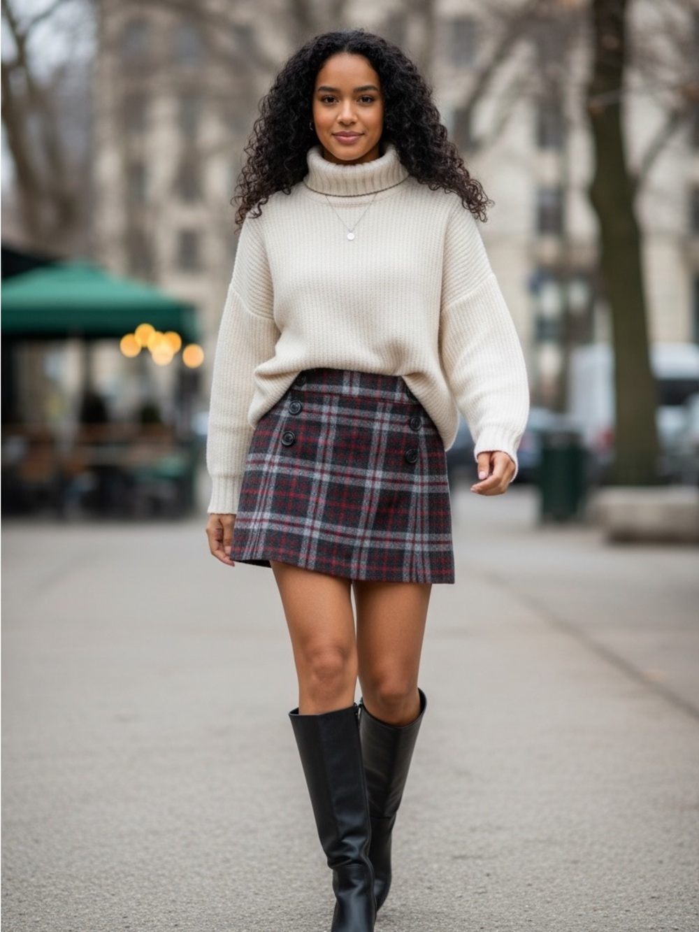 Y2K Tartan Plaid Wool Academia Mini Skirt Size 2